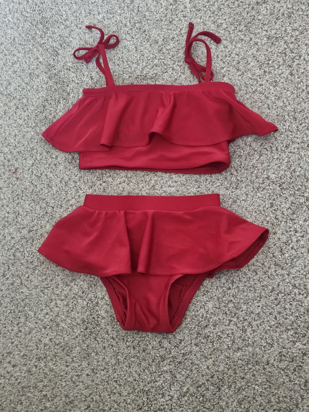 Kate Quinn Red Ruffle Two-Piece Bikini Set